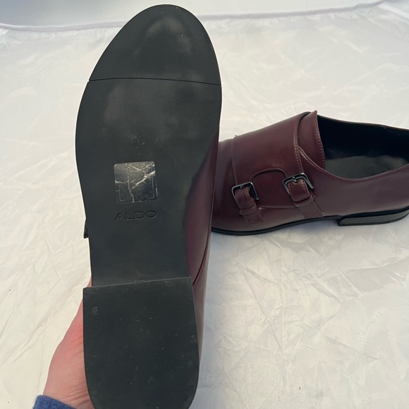 Aldo burgundy double monk loafers. Size 10 women’s - Picture 5 of 6